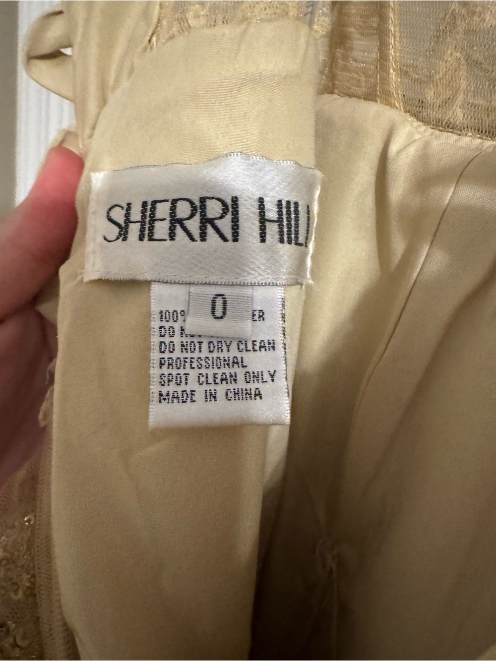 Sherri Hill Champagne Sequin Evening Gown - Picture 4 of 7